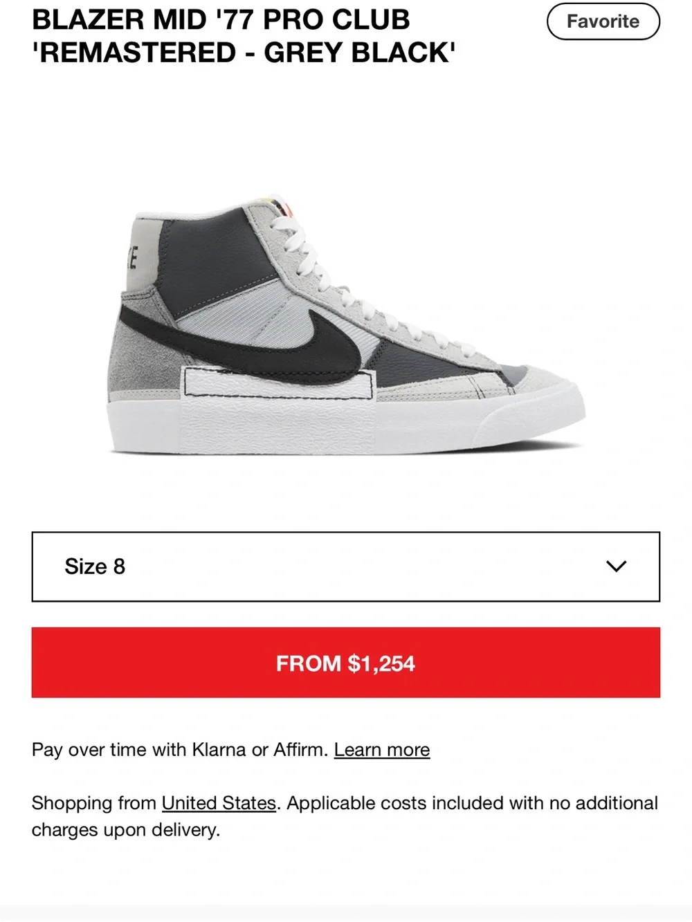 Rare men’s Nike Blazer Mid 77 Pro Club Vintage Leather & Suede - Grey/Black 8M